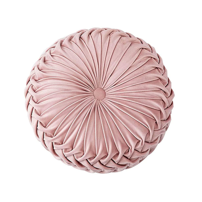 Round Filled Cushion,Velvet Cushions,Pleated Round Pillow, Scatter Cushion Home Decorative for Home Couch Small Handmade Decorative Throw Pillow for Bedroom 