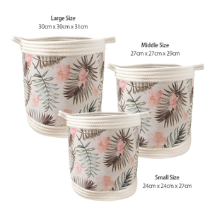 Savvydeco Cotton Rope With Printed Fabric Storage Basket
