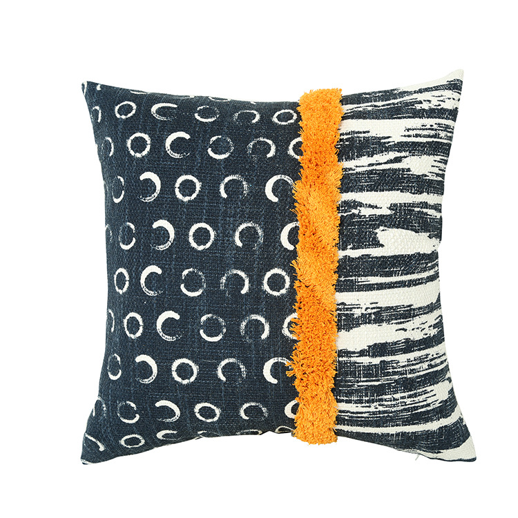 PE9524C To PE9527C Navy Printed And Tufted Cushion Cover