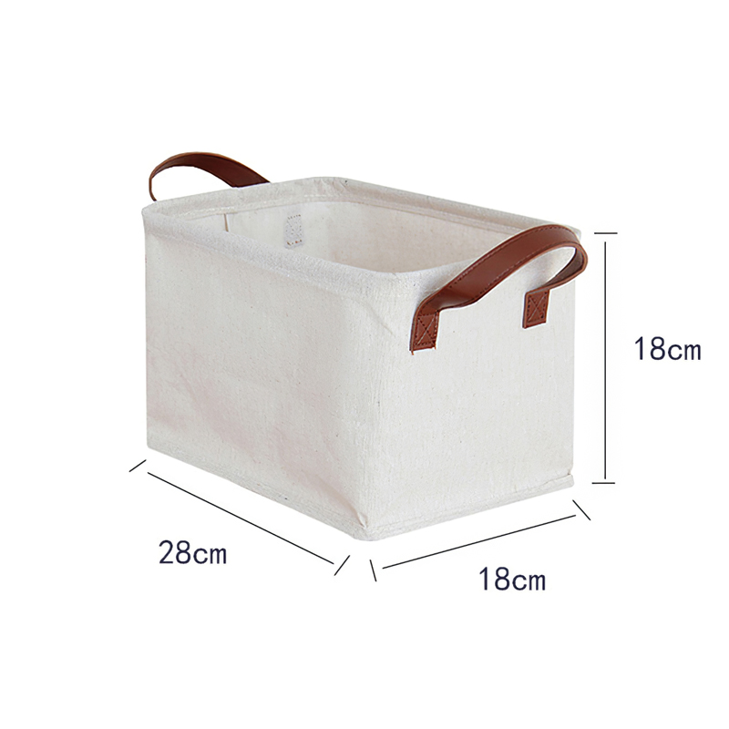 Savvydeco Linen Fabric Home Storage Basket With Leather Handle